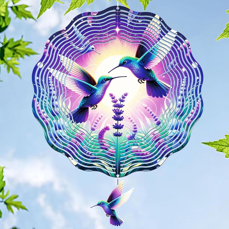 INCOK Wind Spinners Outdoor Hummingbird - Hanging Wind Chime for Garden Decor, 12-Inch Stainless Steel Wind-Spinner with Tail Spinner, Wind-Sculptures for Indoor Patio Lawn Yard, Christmas Ornament Gift - Image 1